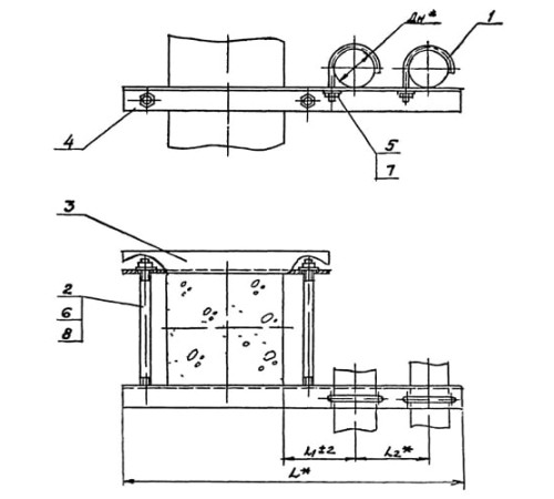 Крепления двух трубопроводов к колонне в Бобруйске