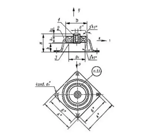 Амортизаторы приборные резинометаллические чашечные в Бобруйске