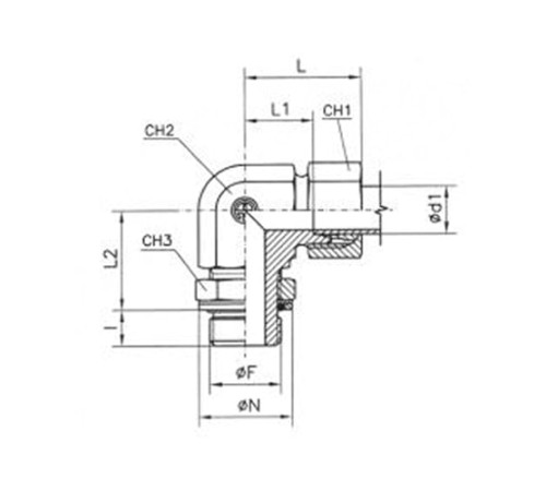 Угольники ввертные TN 514 с уплотнением в Бобруйске