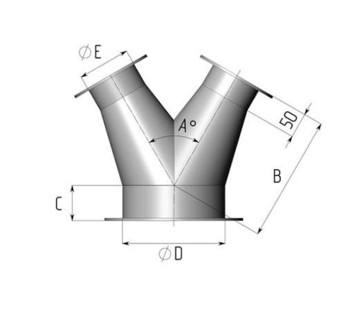 Титановые неравнопроходные Y-тройники для воздуховодов в Бобруйске